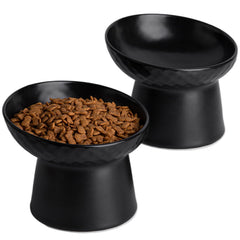 KITCHENLESTAR tilted 6inch black cat bowl improves posture and reduces mess.