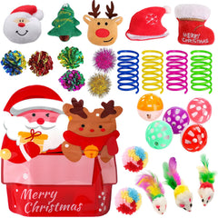 KITCHSTAR 25-pack Christmas cat toy bag close-up showing assorted toys to spark fun play.