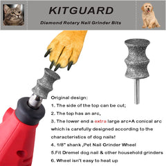 KITGUARD Diamond Dremel dog nail bits one-eighth shank fit rotary tools securely
