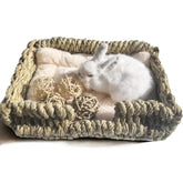 KitKni Natural Seaweed Pet Bed front view shows cozy den for small pets