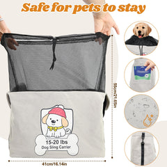 Kitliog Dog Sling Carrier bottom panel with hard base and plush cushion for secure support.