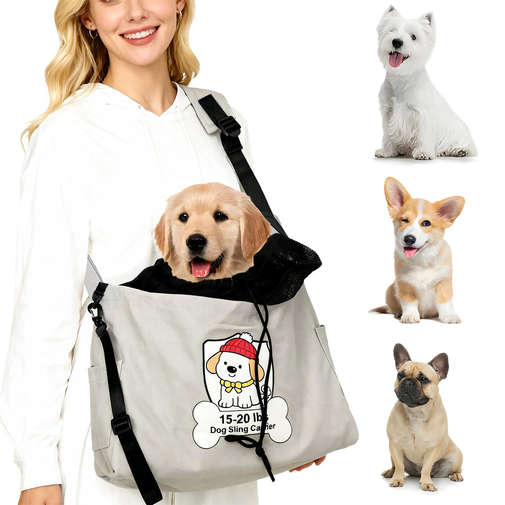 Kitliog Dog Sling Carrier front view with soft cushion for comfortable carries.