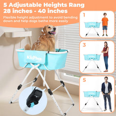 KITPLUS dog bathtub folded for compact storage and travel convenience.