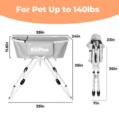 KITPLUS height-adjustable dog bath with 5 levels for comfortable grooming.