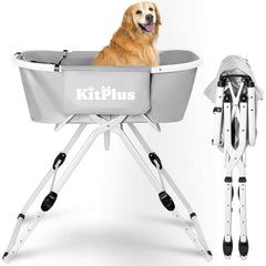 KITPLUS portable dog bathtub folded for compact storage and travel.