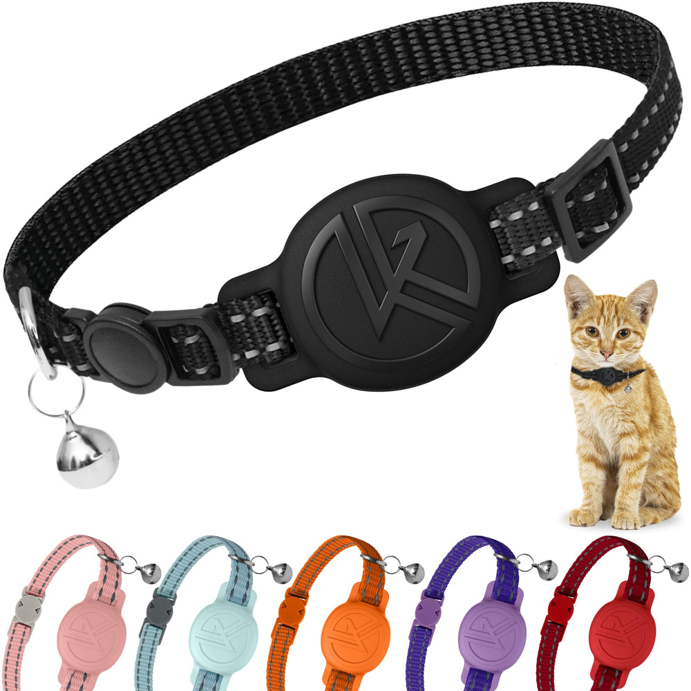 Kitty Kompass Tile Sticker Holder Collar with breakaway buckle for safe release.