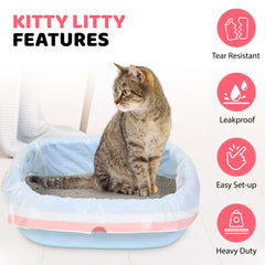 Kitty Litty heavy-duty leak-proof liners protect floors during scooping.