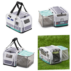 Kittyrama cozy hideaway interior with privacy curtains for calmer car rides.