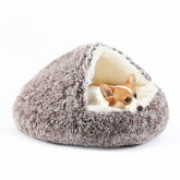 KITTYWOO round hooded bed front view showing cozy burrow for restful sleep