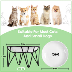 Kitwinney ceramic cat bowls elevated-feeding-height; reduces neck strain for cats.