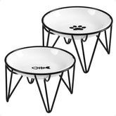 Kitwinney ceramic cat bowls raised stand; comfortable feeding height and stable setup.