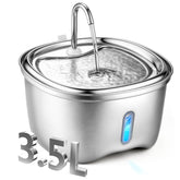 KiwiLove cat fountain stainless steel front view showing large capacity for multiple pets.