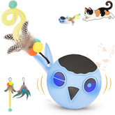 KiwiLove cat toy blue ball motion chirping in action for active indoor cats.