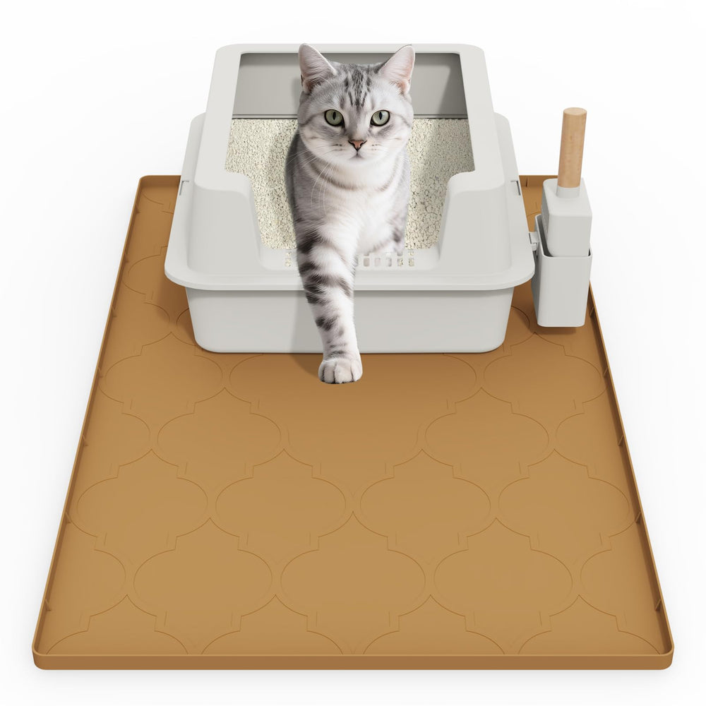 KIXCVDM cat litter mat 34x22 front view traps litter and protects floors.
