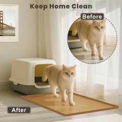 KIXCVDM cat litter mat 34x22 side view shows leak-proof edge.