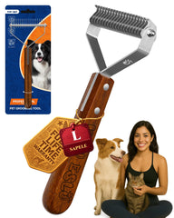 KIZO ESLO dog brush shedding 20 blade dematting tool close-up for efficient detangling