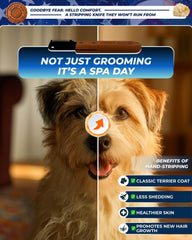KIZO ESLO dog grooming tool with wooden handle in use.