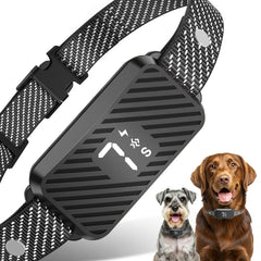KJKZO dog bark collar front view showcases a sleek design for versatile dog sizes and calm homes.