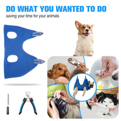 Kkiimatt grooming hammock side view shows stable positioning for easy grooming tasks