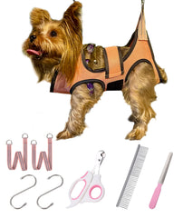 Kkiimatt dog grooming hammock XXS in use provides secure restraint for calm nail trimming.