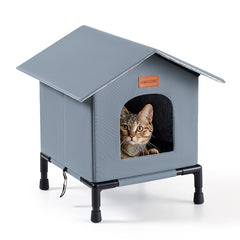 KMIRTNE insulated outdoor cat house front view shows a cozy year-round refuge.