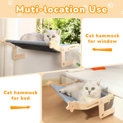 Kmjuix cat-window-perch-no-drilling shows adjustable fit for windows and heights
