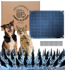 KNRV Commerce scat mats on a couch deter dogs from jumping up.