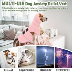 KOESON dog calming hoodie pink back reflective strip enhances nighttime safety.