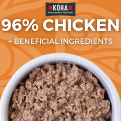 KOHA 24-pack wet cat food on kitchen counter for bulk meal planning.