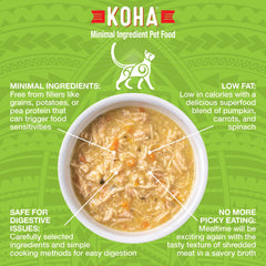 KOHA Pure Shreds shredded meat close-up, easy-to-chew texture for sensitive stomachs