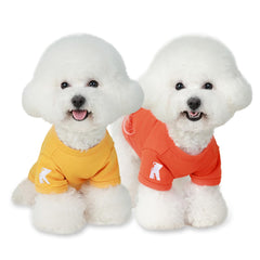 Koneseve breathable cotton dog shirt front view in yellow for everyday comfort.