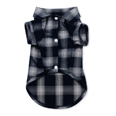 Koneseve dog shirt plaid blue front view keeps pets comfy during walks.