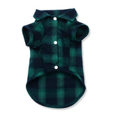 Koneseve dog shirt plaid green front view shows comfortable fit for daily wear