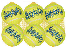 KONG Air Dog tennis ball large 6-pack with squeaker for outdoor fetch and chew
