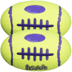 KONG Air Squeaker Football Dog Toy Set of 2 (Medium), front view for fetch and interactive play.