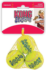 KONG Air Squeakers Tennis Balls X-Small close-up showing durable play-ready design