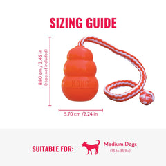 KONG Aqua con cuerda para lanzamientos más largos y entrenamiento acuático.