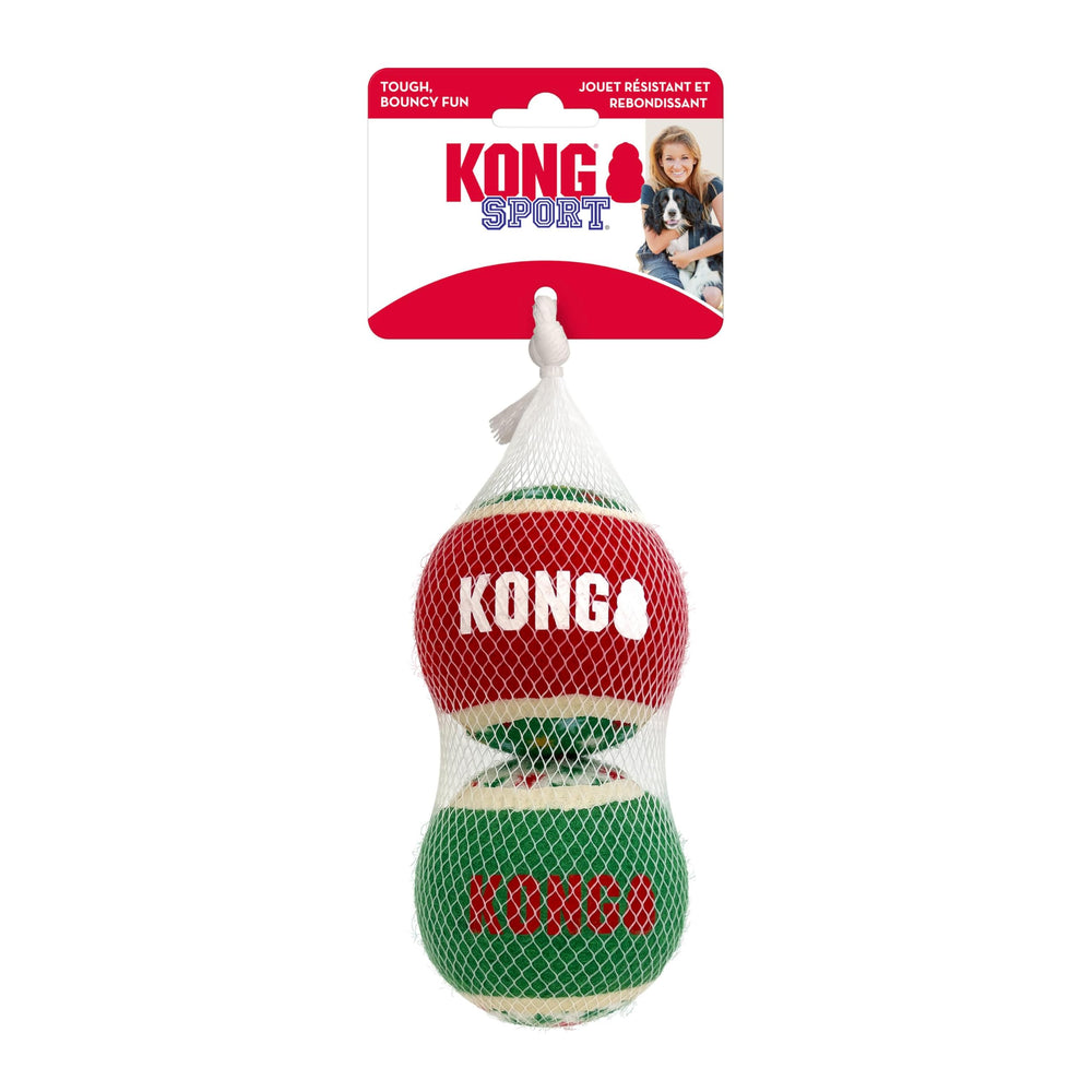 KONG bolas deportivas con colores navideños para perros grandes, ideales para juegos de buscar.