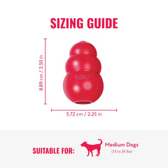 KONG Classic red rubber toy stuffed with treats for extended enrichment