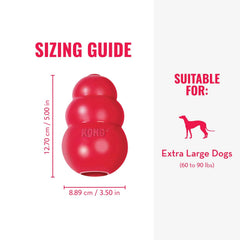 KONG Classic red rubber toy dishwasher-safe close-up for easy cleanup.