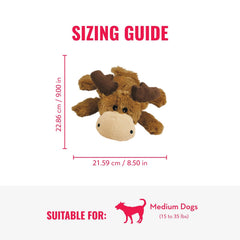 KONG Cozie Marvin Moose squeaker in action to encourage interactive play