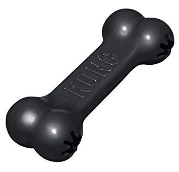 KONG Dog Goodie Bone Extreme Black chew, ideal for aggressive chewers and long-lasting fun.