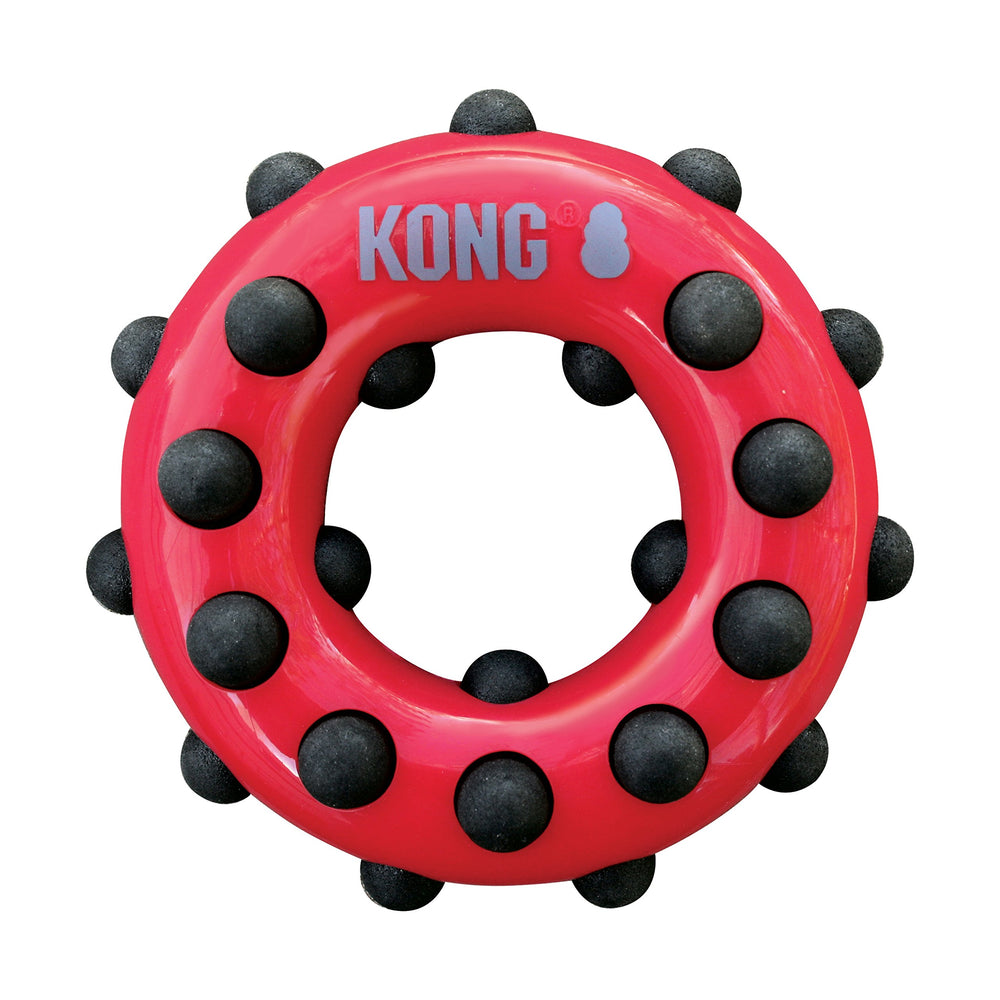 KONG Dotz Circle Dog Toy Large front view showing textured layers for chewers