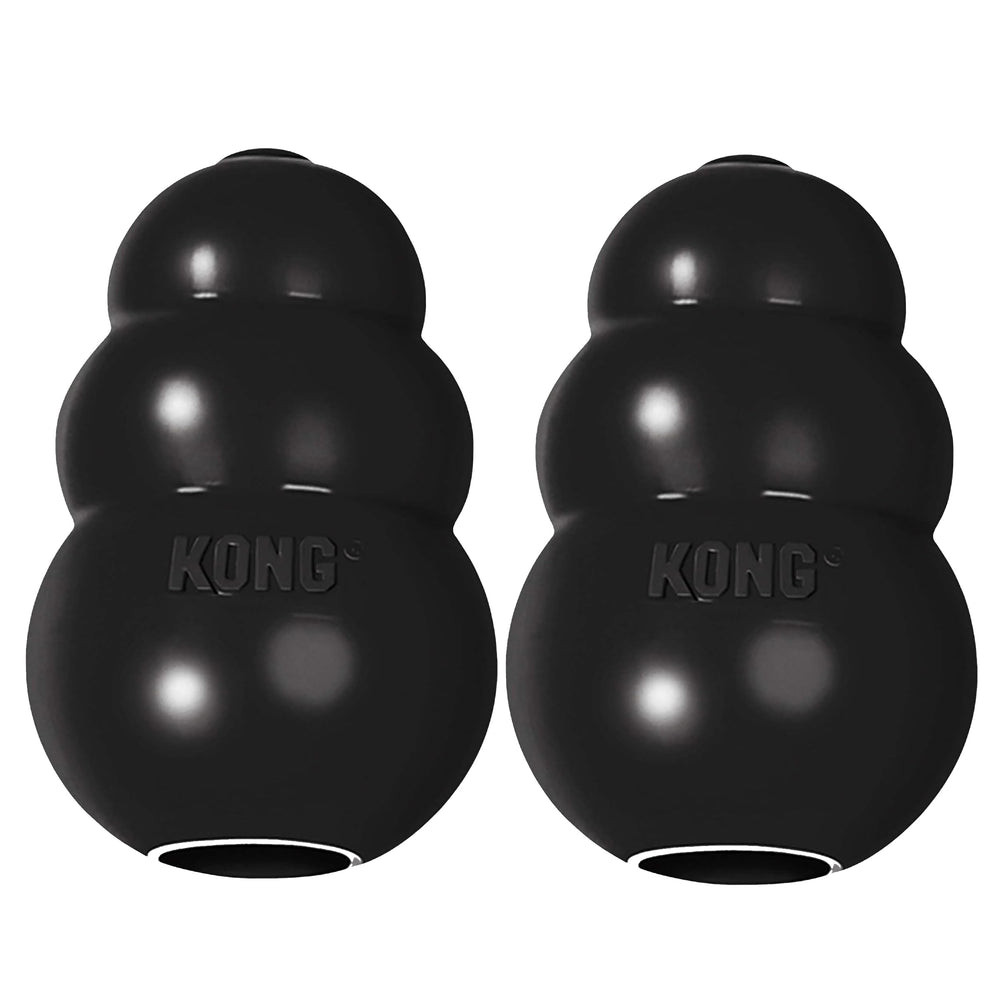 KONG Extreme black rubber dog toy in action during fetch for powerful chewers