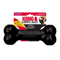 KONG Extreme Goodie Bone in black rubber ready for powerful chews and play.