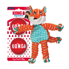 KONG Floppy Knots toy close-up reveals knotted rope for satisfying chewing instincts.