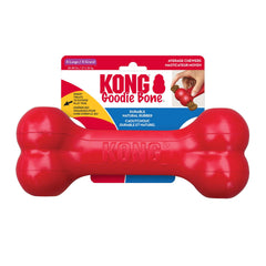 KONG Goodie Bone red dog toy for extra large dogs boosts mental engagement with treat dispensing.