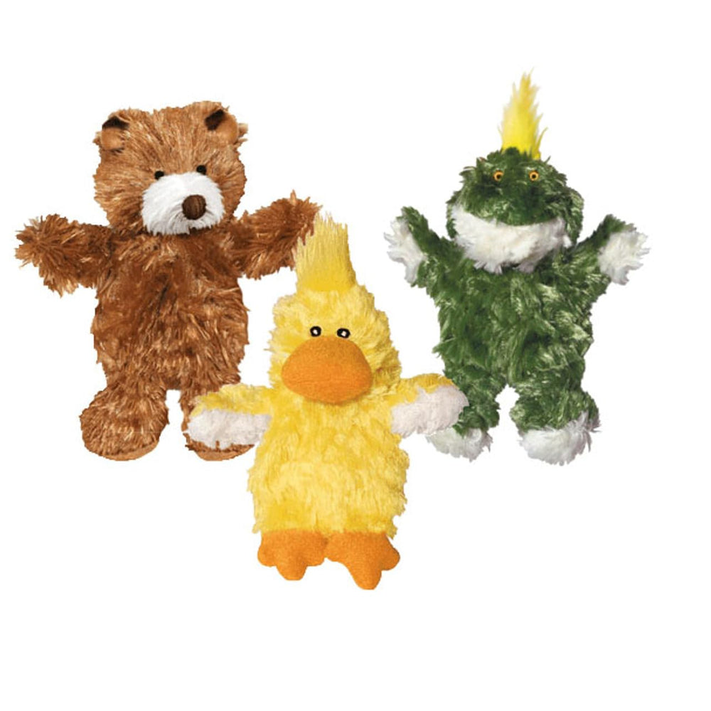KONG Low Stuffing Squeaker dog toy Bear offers mess-free play for small dogs.