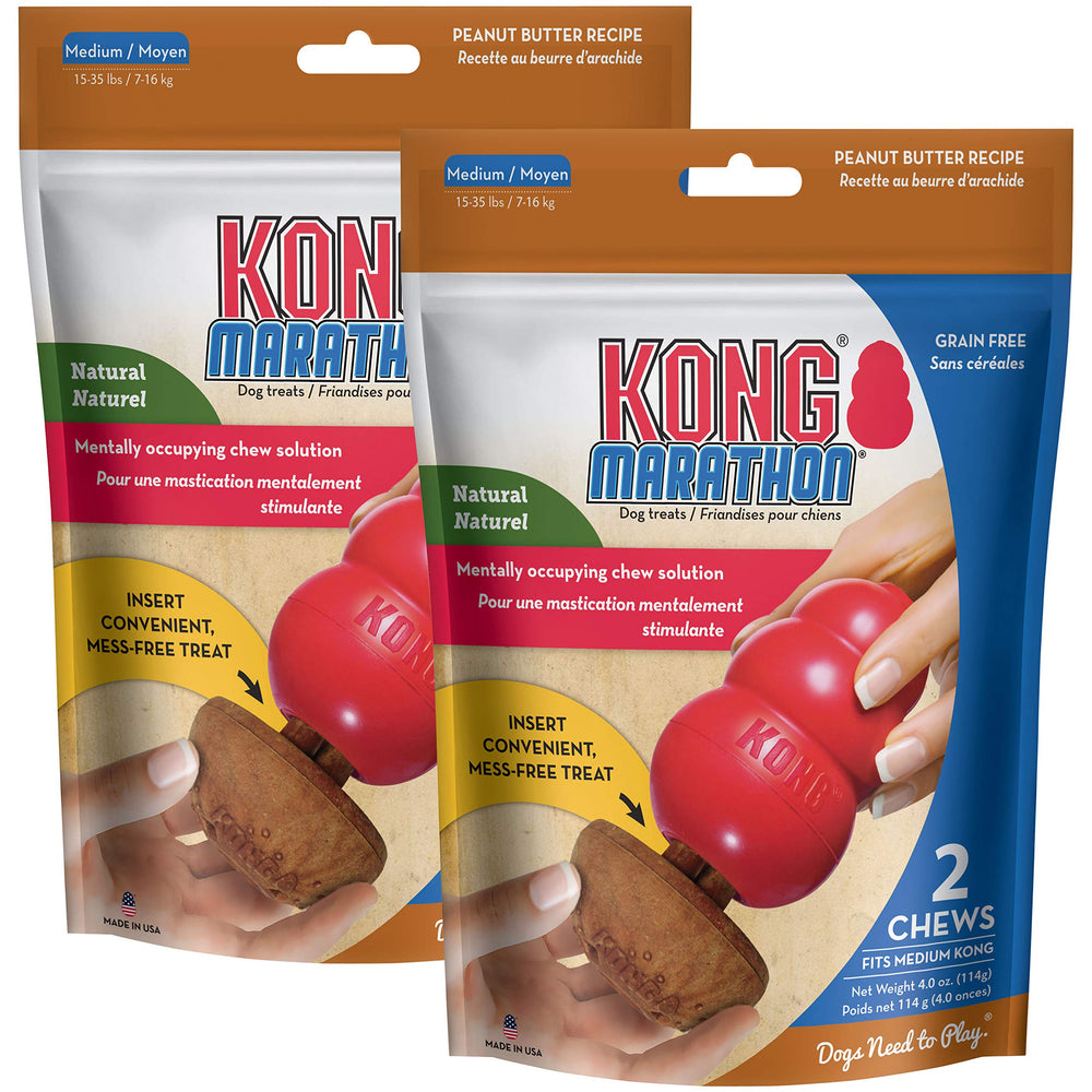 KONG Marathon: paquete de dos unidades para perros medianos, ideal para entrenamiento.