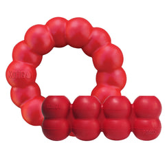 KONG Ring durable red rubber chew toy for long-lasting chewing and dental health support.